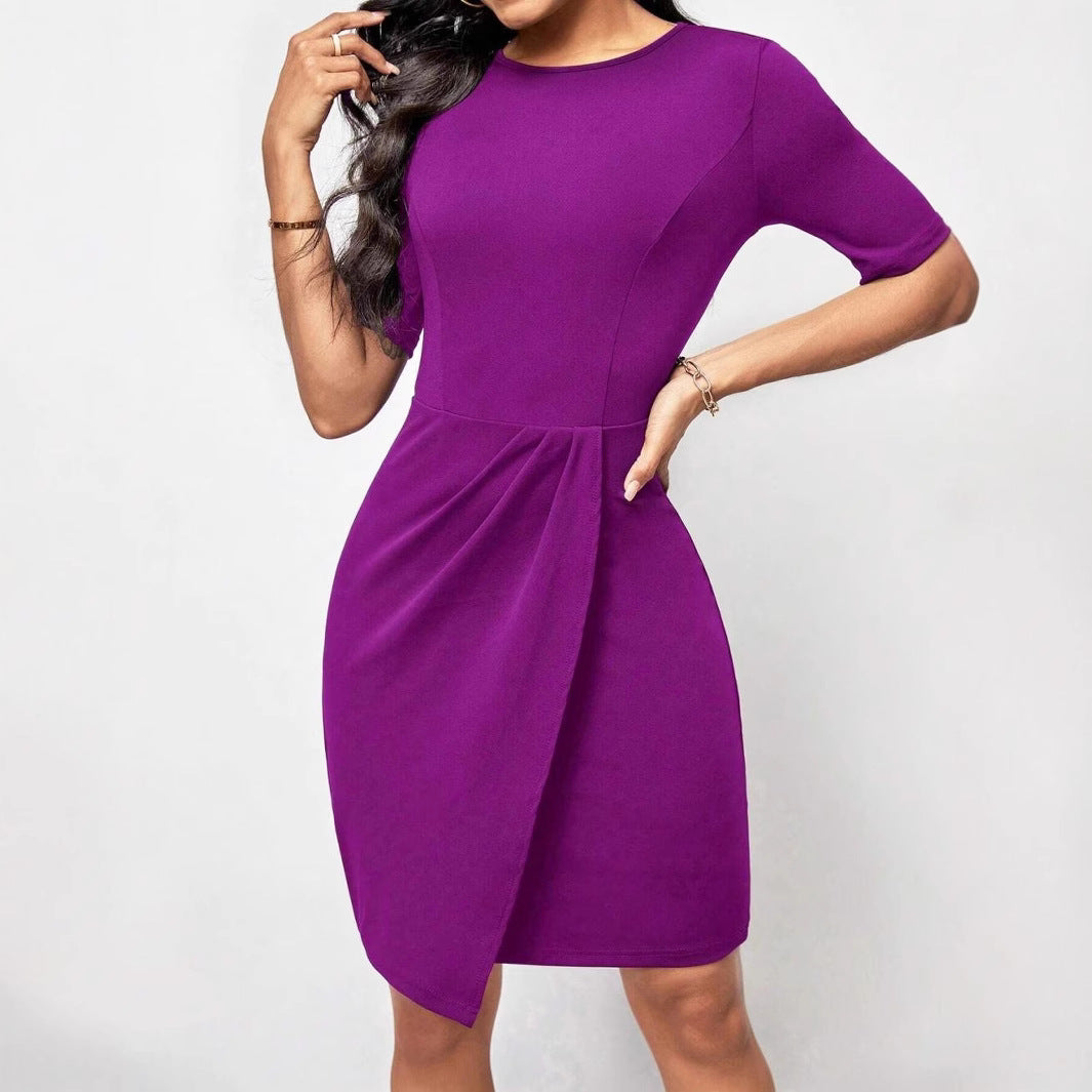 Dame Elegant Draperet Bodycon Kjole Stilla
