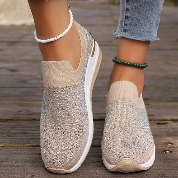 Dame Sneakers med glitrende strass accenter og elastisk indsats Stilla