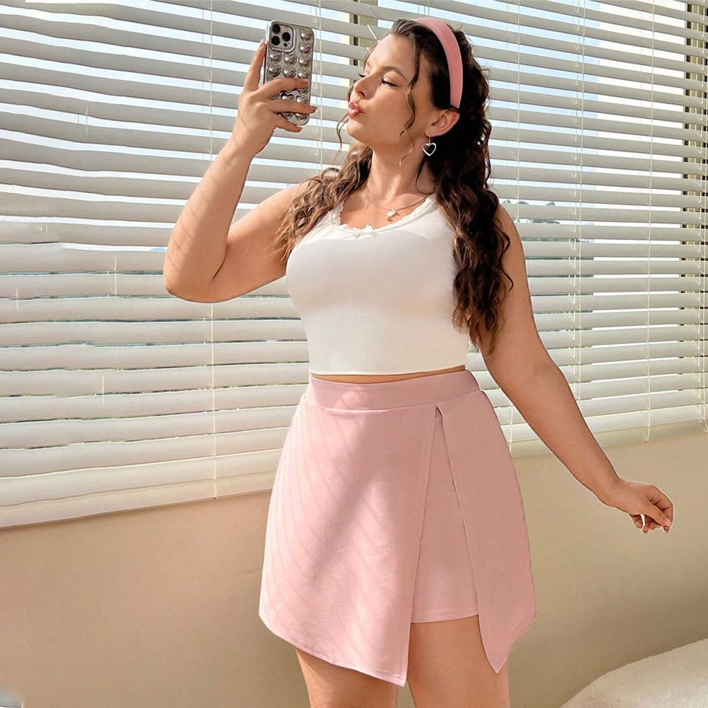 Dame afslappet indpakning mini-nederdel med asymmetrisk snit Stilla