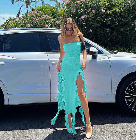 Dame Elegant Flæse Høj-Slid Maxi Kjole Stilla