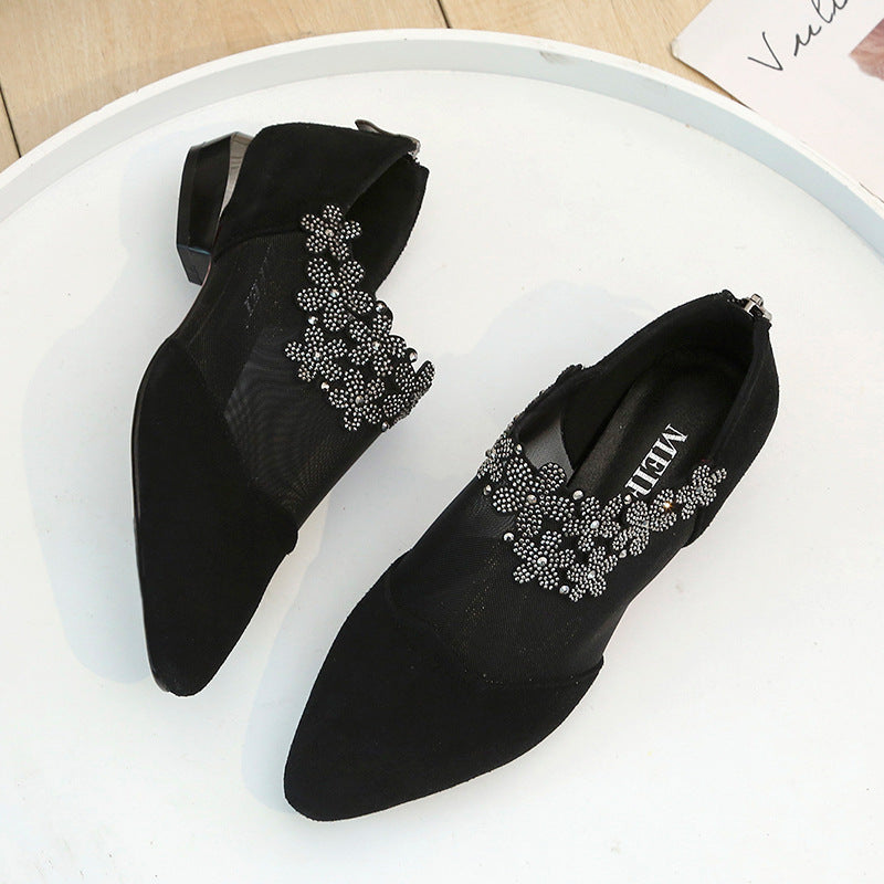 Dame Elegant Ballerinas med gennemsigtige indsatser og dekorativ glimmer Stilla