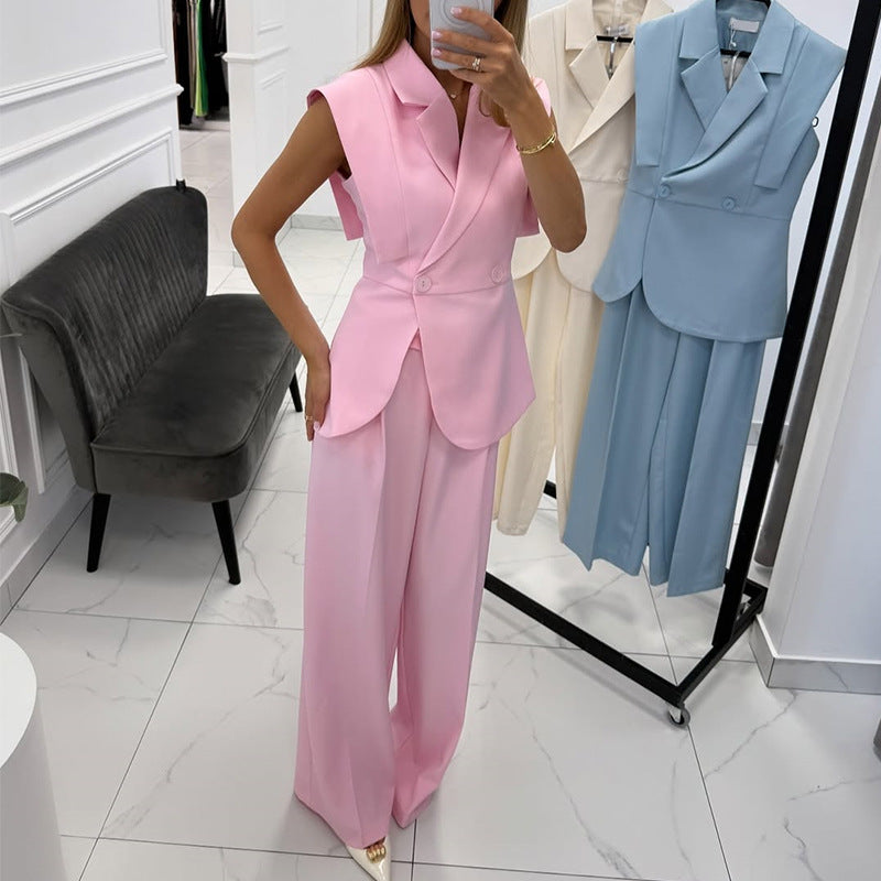 Dame Elegant habit-sæt med figursyet blazer og rummelig pasform Stilla