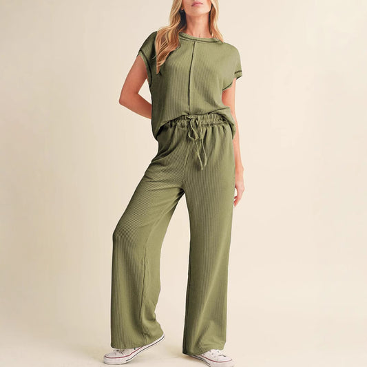 Dame afslappet lounge-sæt med elastisk talje og bred pasform Stilla