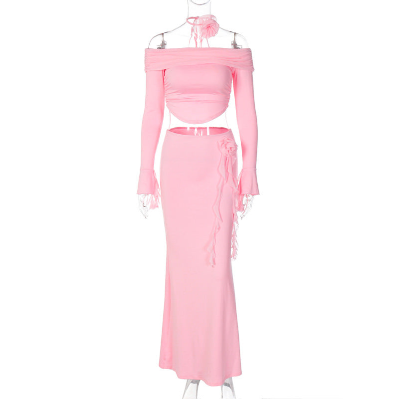 Dame Elegant Cut-Out Aftenkjole med off-shoulder Design Stilla