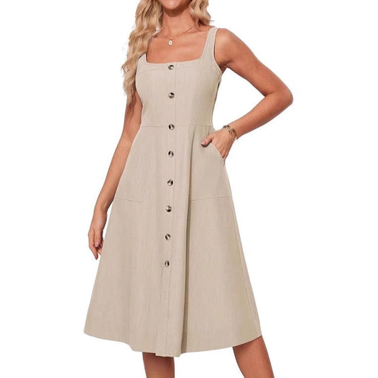 Dame A-linje Knaplukning Sommerkjole Stilla