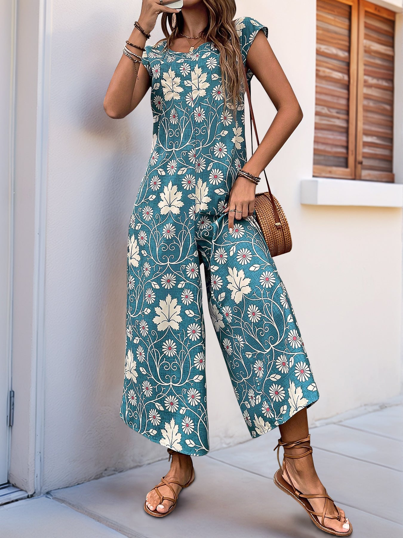 Dame jumpsuit med florale mønstre og bred pasform Stilla