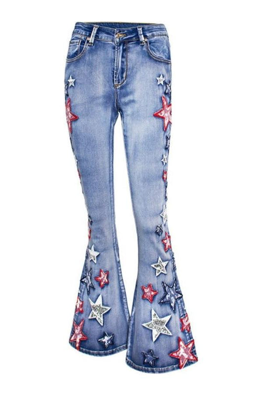 Stilla | Bredde ben Denim Flare Bukser