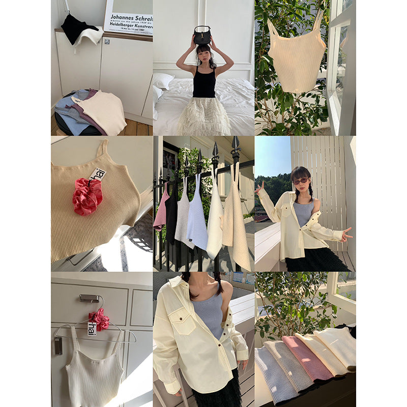 Dame Cropped Top i ribbet materiale Stilla