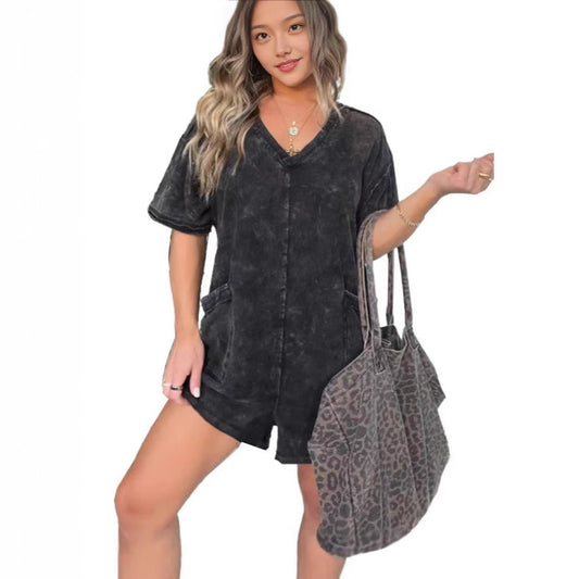 Dame Casual Oversized V-Hals Jumpsuit Stilla