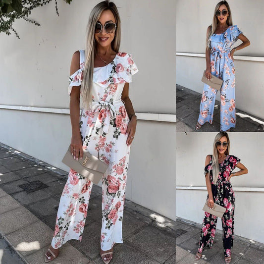 Dame blomster mønster flæse jumpsuit Stilla