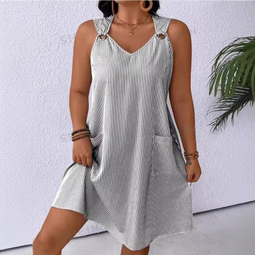 Dame afslappet sommerkjole med praktiske lommer Stilla