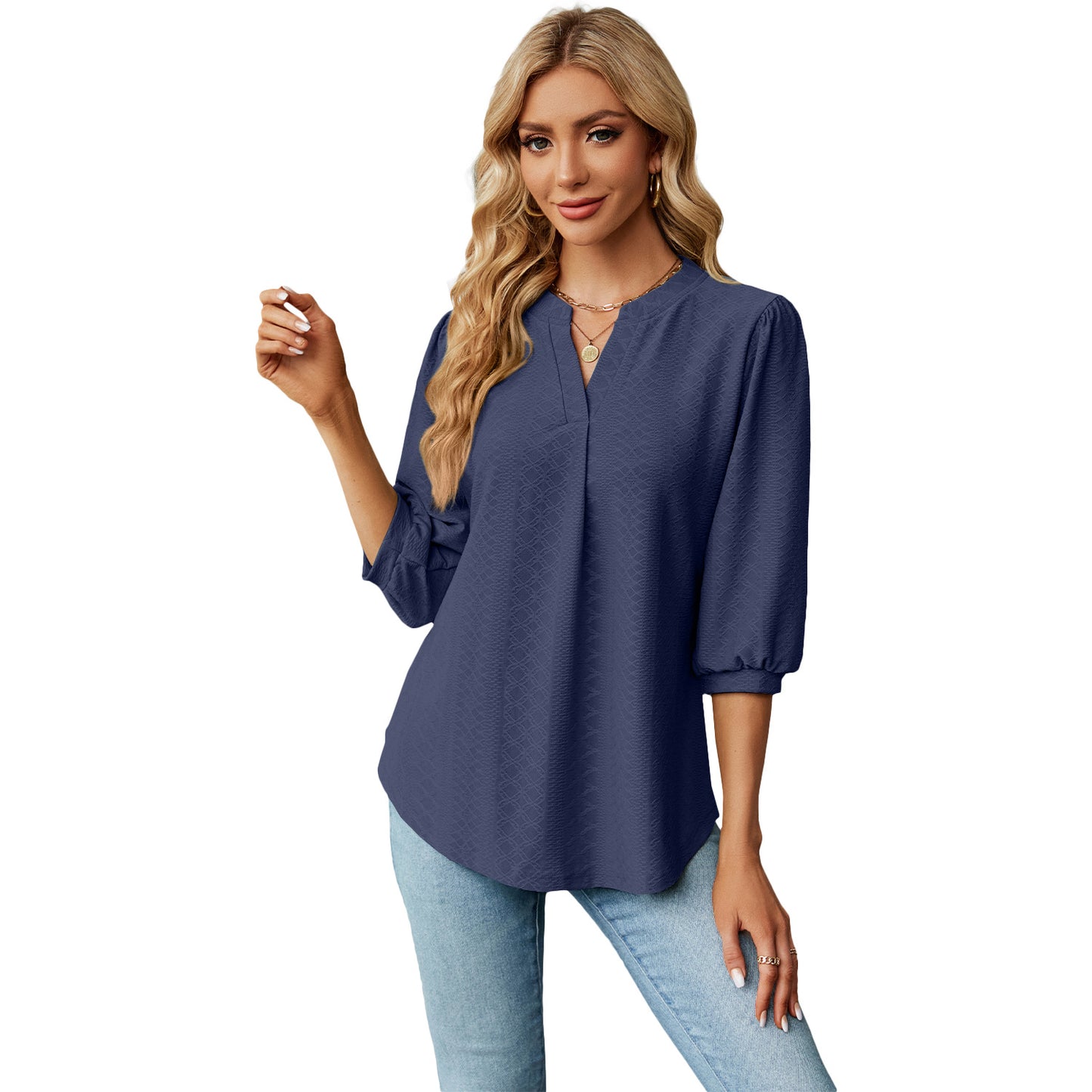 Dame elegant bluse med elegante pufærmer Stilla