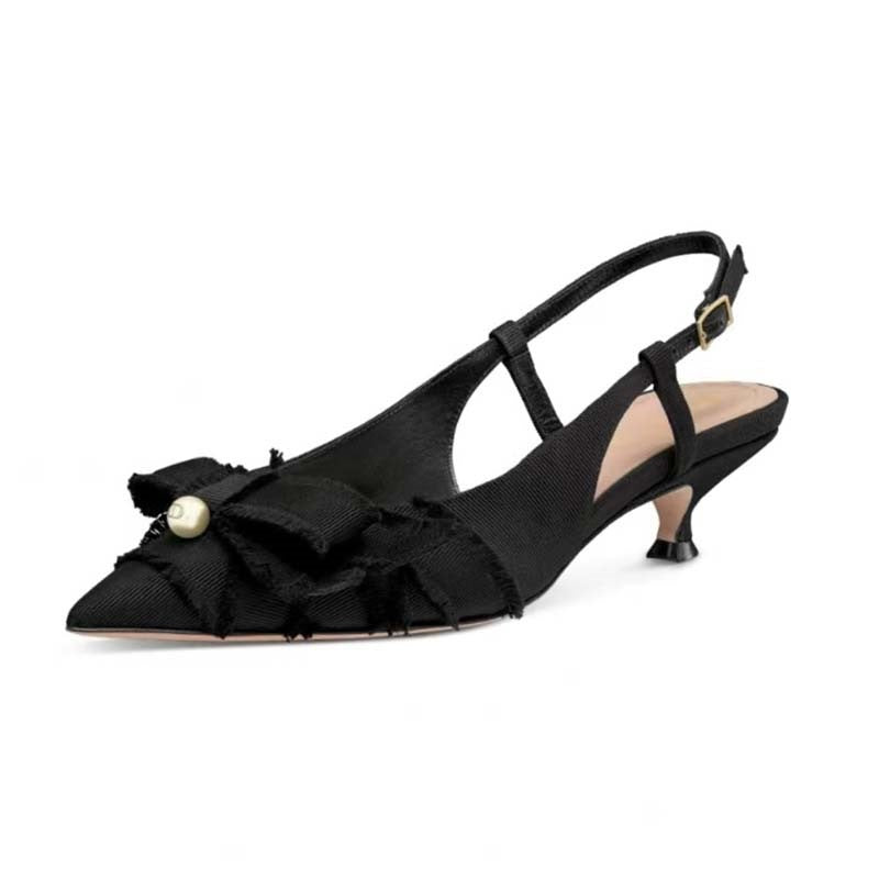 Femme Elegante Slingback Kitten Heels med Rüschendetails Stilla