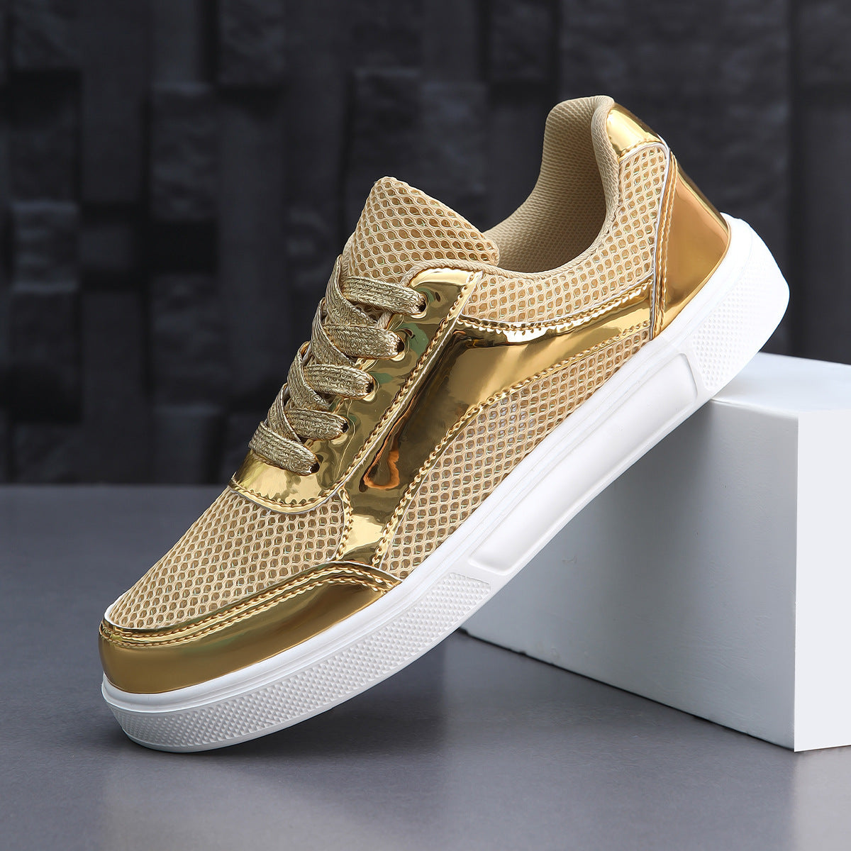 Dame Metallic Mesh Mode Sneakers Stilla