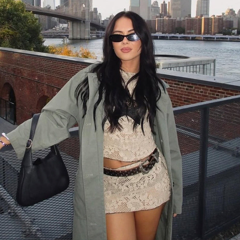 Dame Cropped Shirt med stjernedesign og netstof Stilla