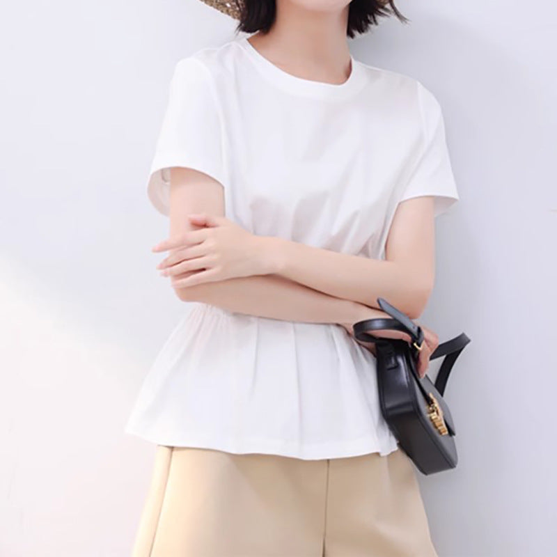 Dame elegant bluse shirt med smidig snit og voluminøst kant Stilla