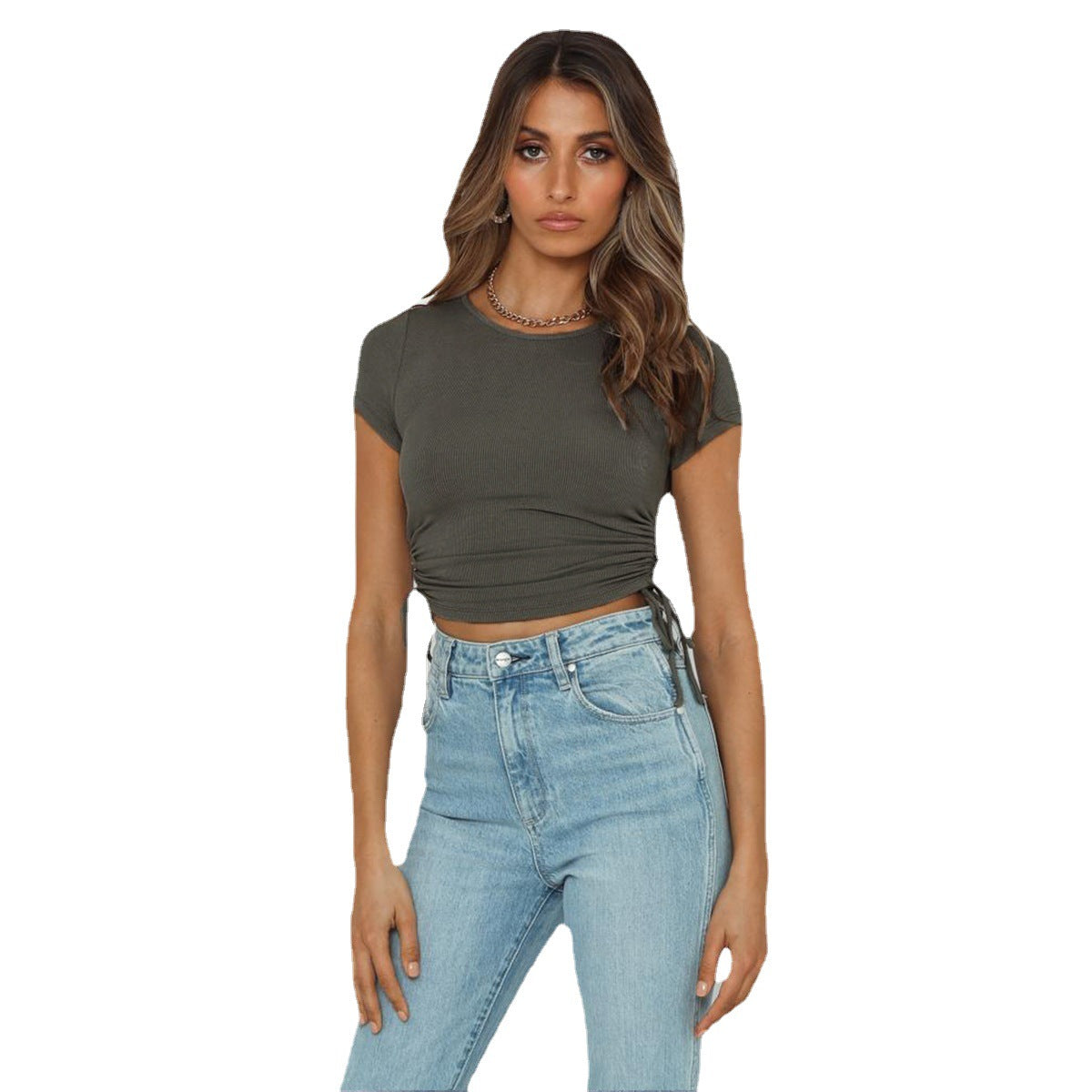 Dame Crop-Top med sidelæns rynkeeffekt og moderne design Stilla