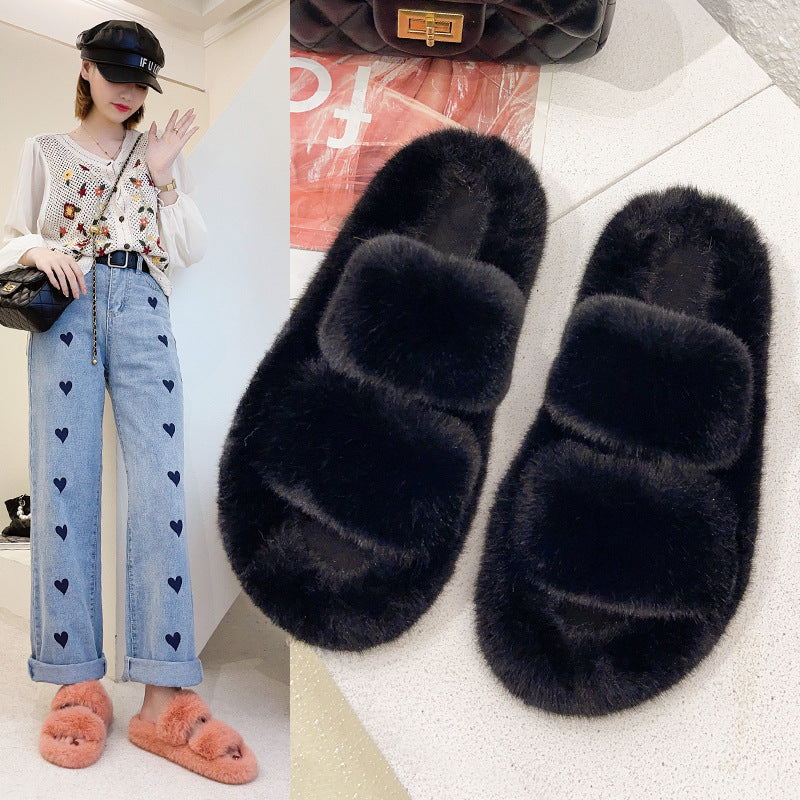 Dame plysch pantofler med elegant krydsrem design Stilla