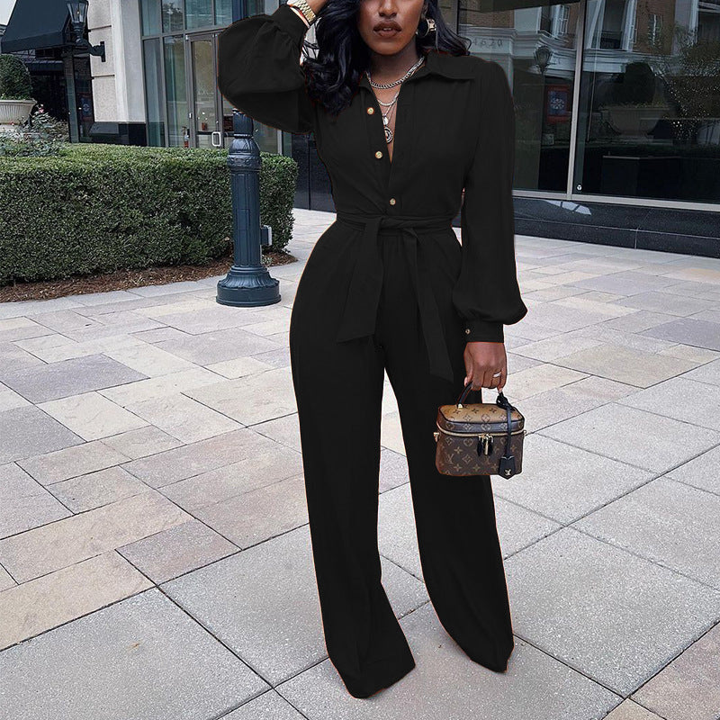 Dame Elegant Jumpsuit med figursyet design og knapliste Stilla