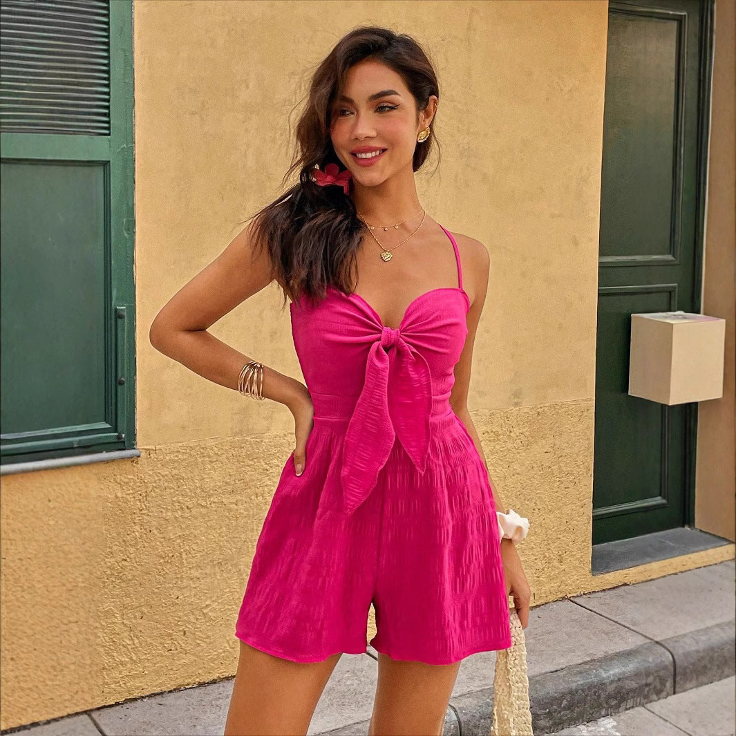 Dame jumpsuit med flot knudedetalje og luftig pasform Stilla