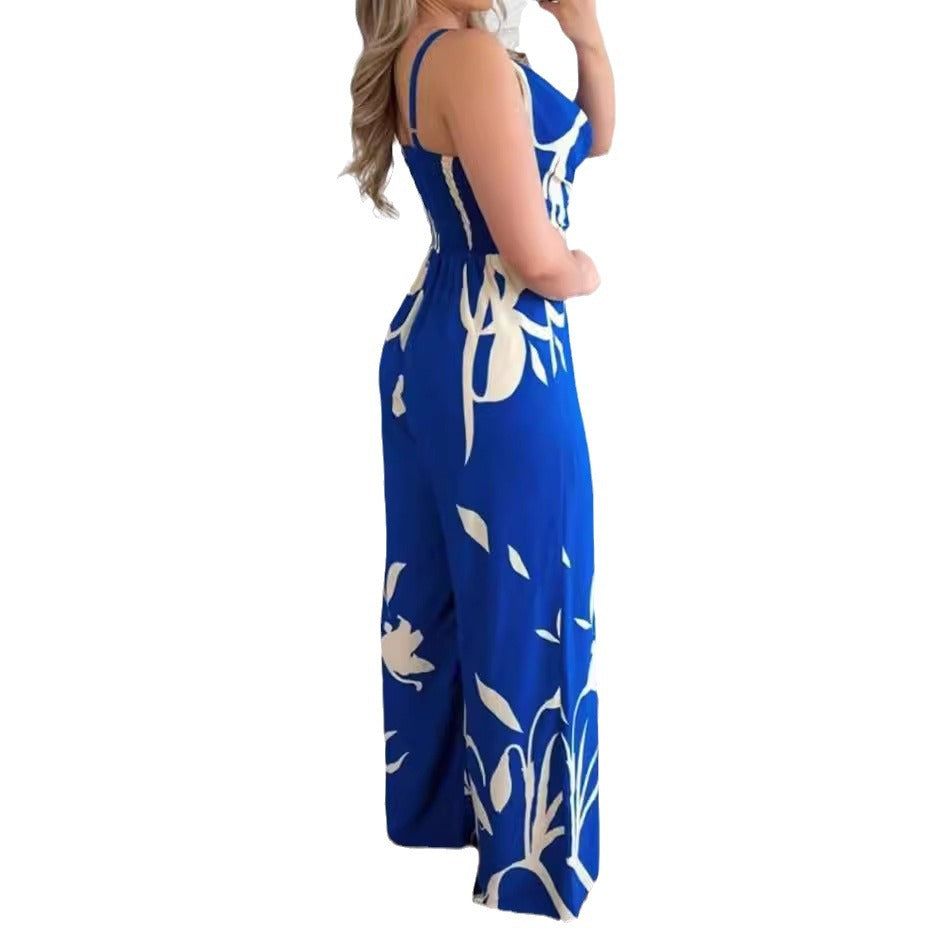 Damer Elegant Jumpsuit med legende snit og blomsterdesign Stilla