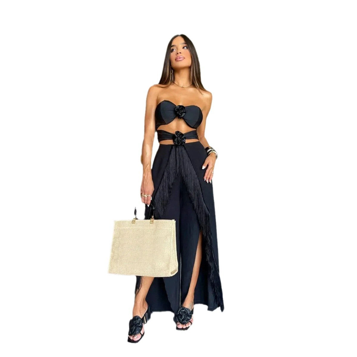 Dame Jumpsuit med raffinerede cut-outs og legende blomsterdetaljer Stilla