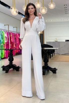 Stilla | V-hals Langærmet Jumpsuit