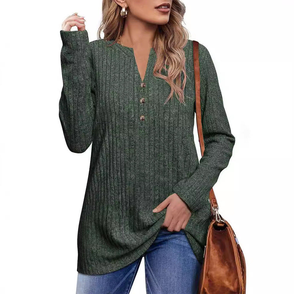 Dame afslappet langærmet sweatshirt med struktureret design og knapdetaljer Stilla