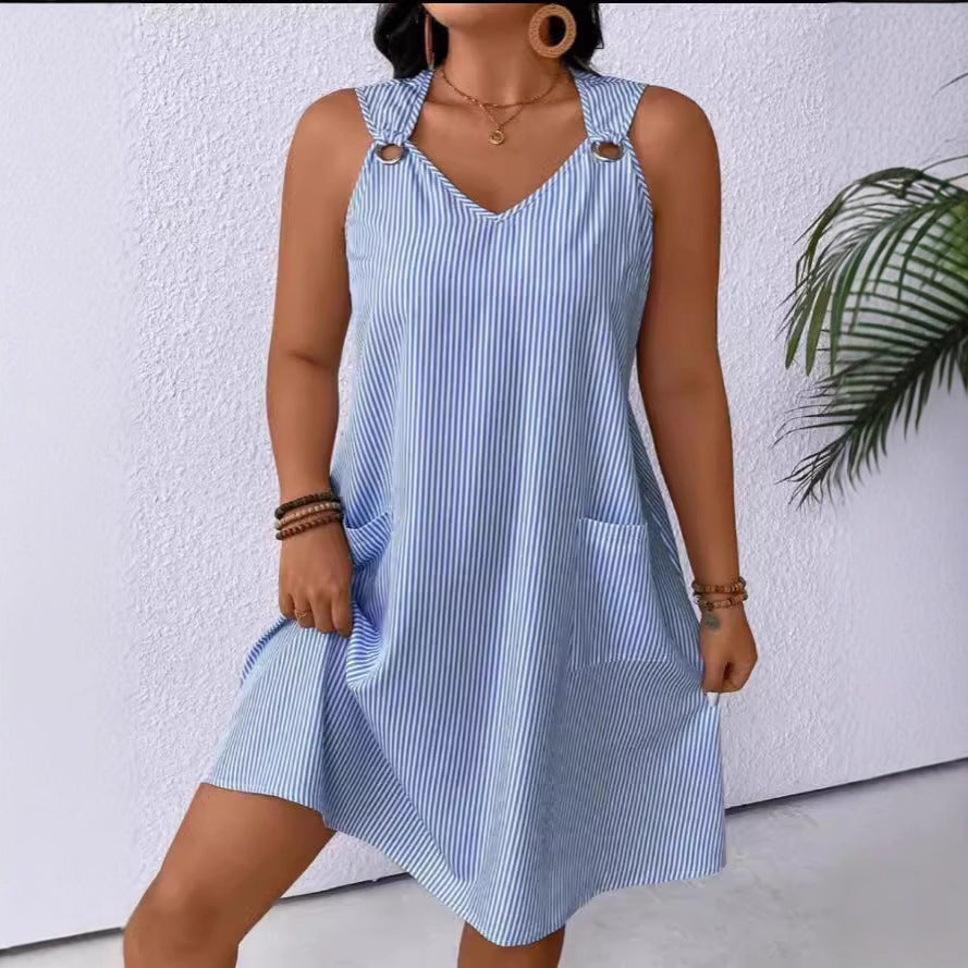 Dame afslappet sommerkjole med praktiske lommer Stilla