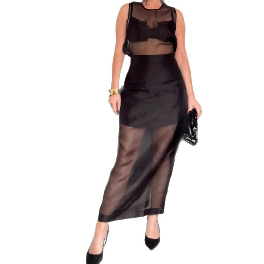 Dame elegant gennemsigtigt maxiklæde Stilla