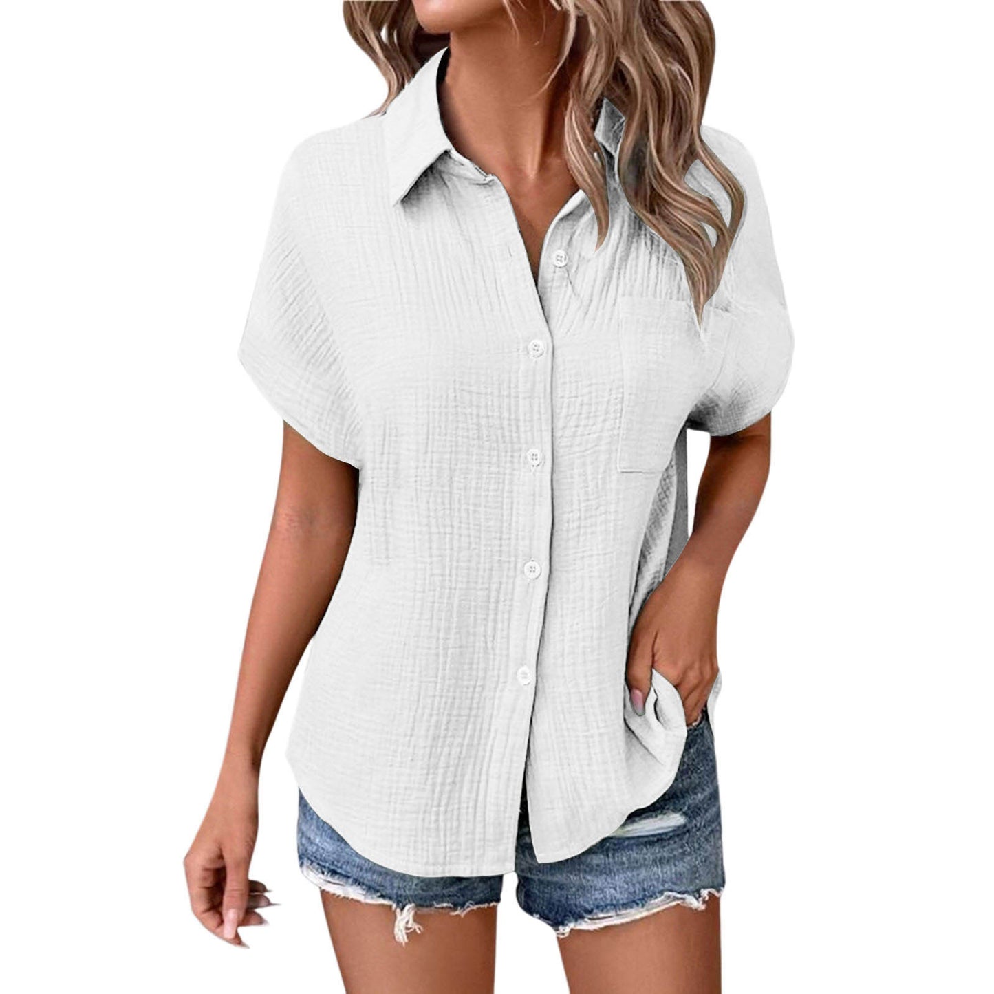 Dame afslappet knapstribe bluse Stilla