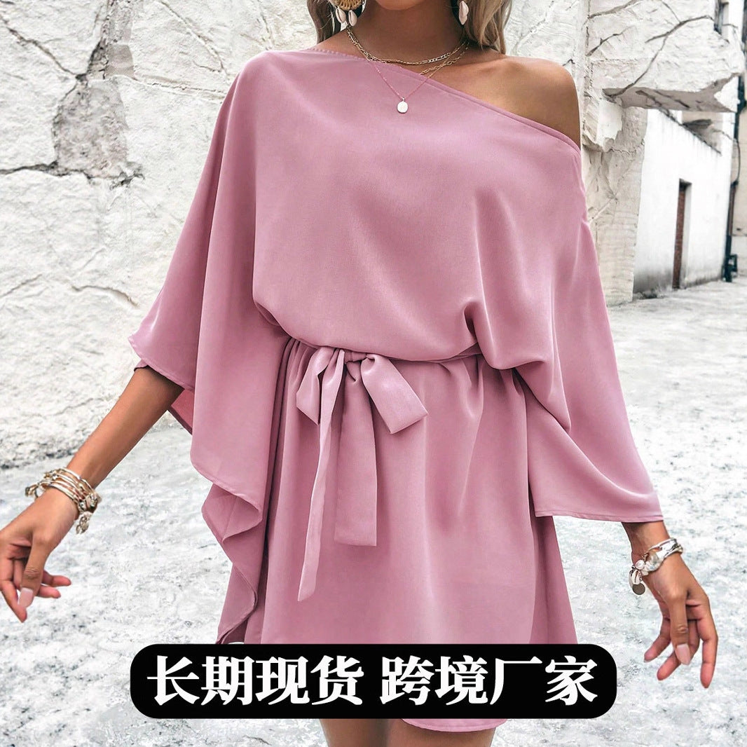 Dame afslappet omslagskjorte med asymmetrisk design og taljebælte Stilla