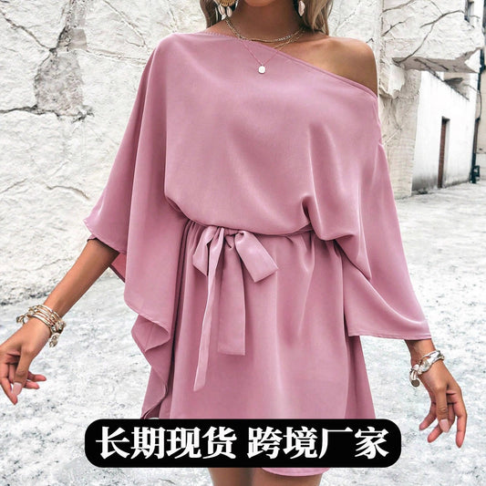 Dame afslappet omslagskjorte med asymmetrisk design og taljebælte Stilla