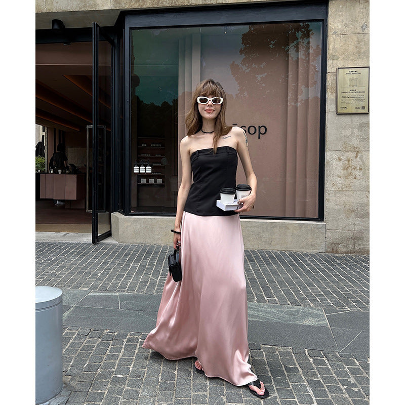 Dame afslappet skjortekjole med moderne rygudskæring og løs silhuet Stilla