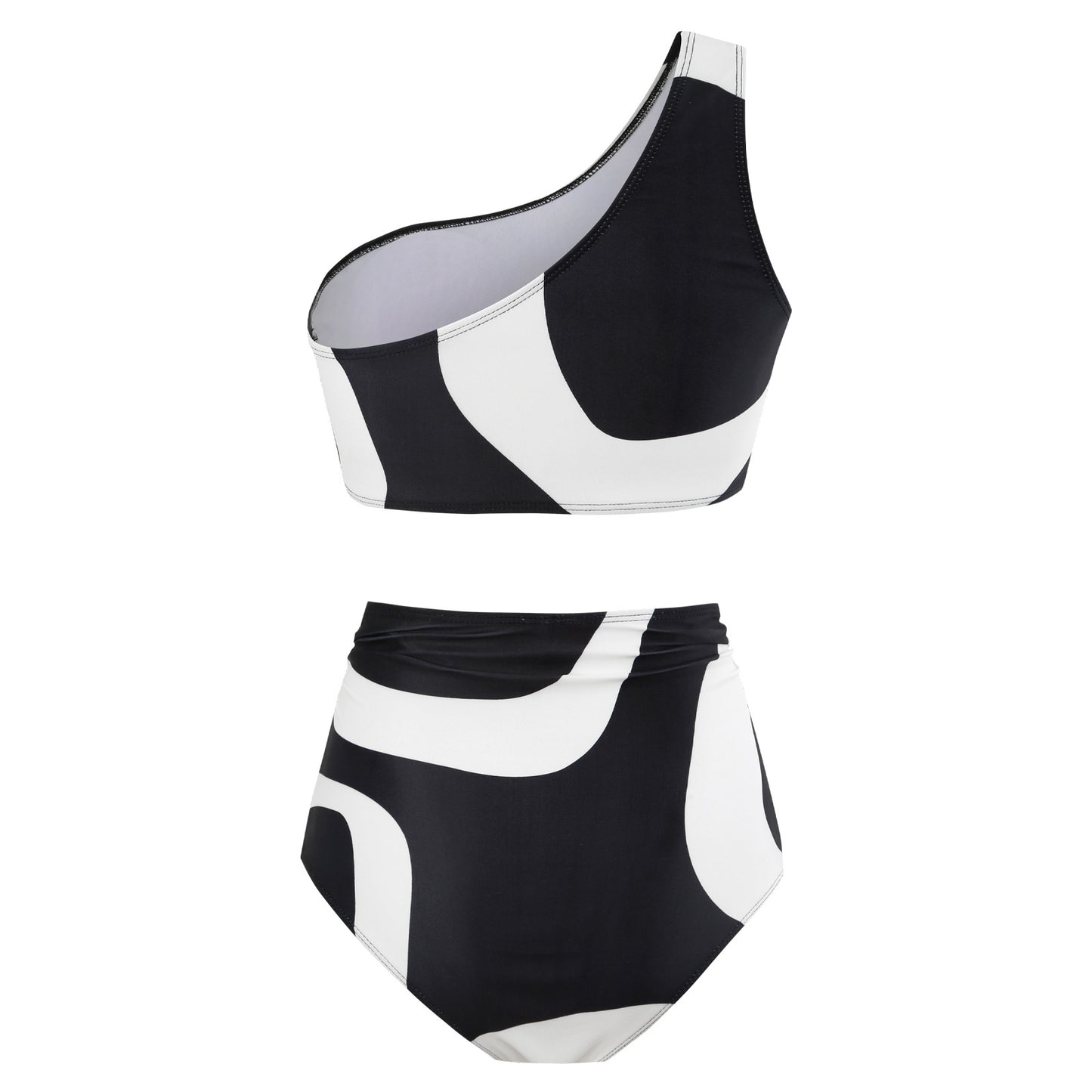 Dame trendy bikini-sæt med asymmetrisk top og strålende sarong Stilla