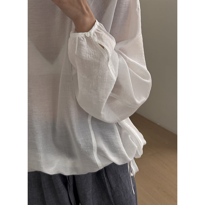 Dame afslappet langærmet overdel med raglan ærmer og justerbar søm Stilla