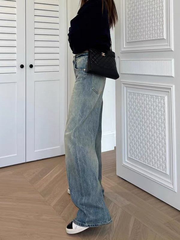 Dame afslappede Wide-Leg Jeans lavet af kvalitetsdenim med høj talje og frontfaltung Stilla