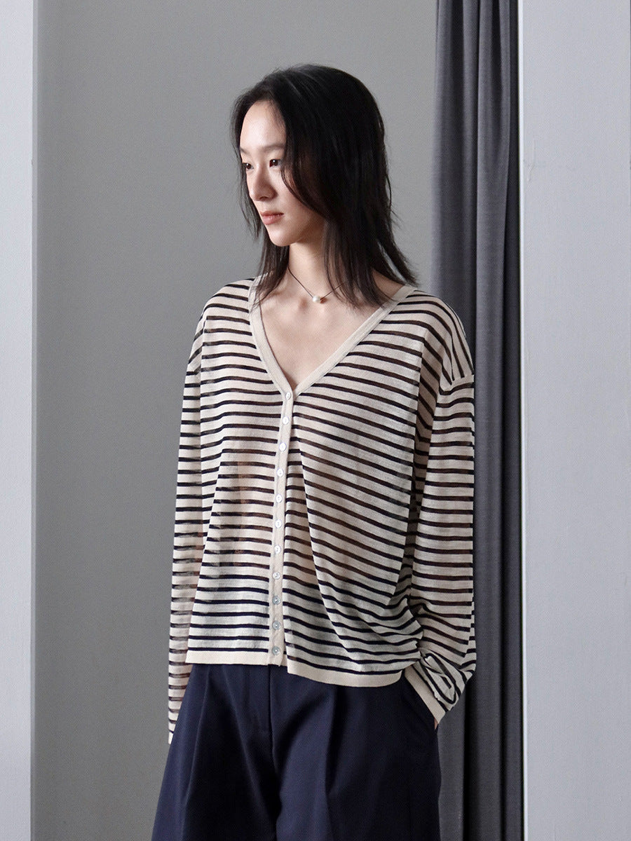 Dame afslappet cardigan med V-hals Stilla