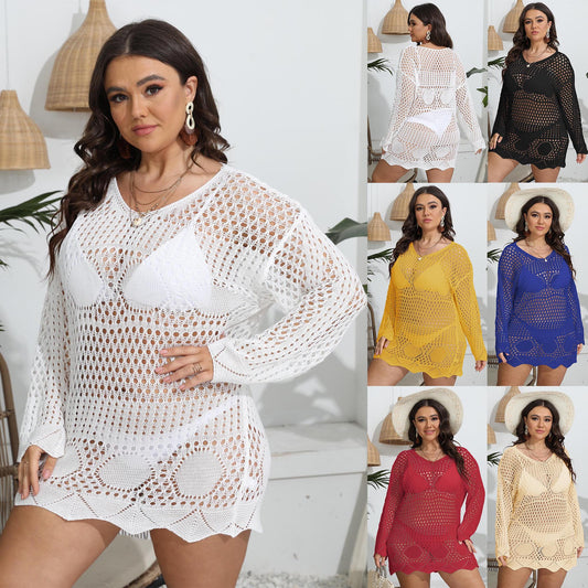 Dame Åben Vævning Hæklet Strand Tunika Stilla