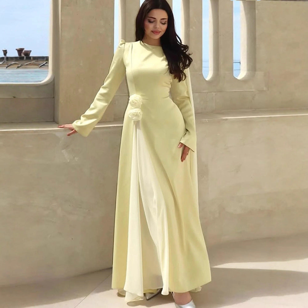 Dame elegant aftenkjole med spændende asymmetrisk volangdetaljer Stilla