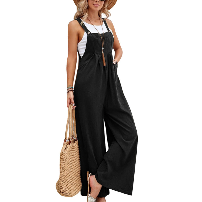 Dame Wide Jumpsuit med lommer og justerbare stropper Stilla
