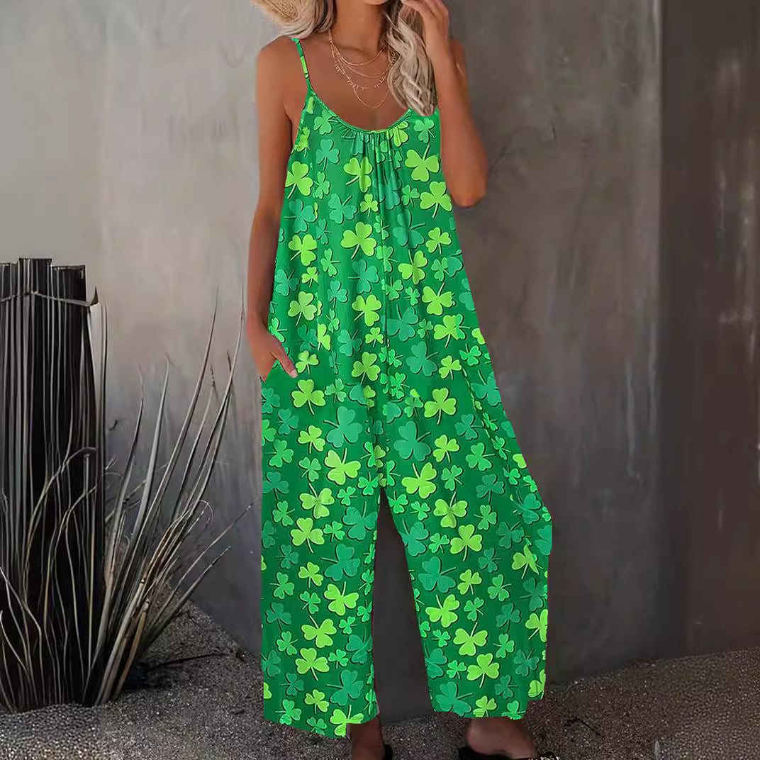 Dame Løs Jumpsuit med florale accenter og bredt ben Stilla