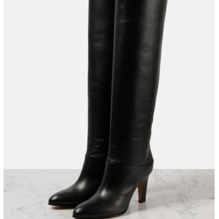 Femme Over-knæet High Heel Læderstøvler Stilla