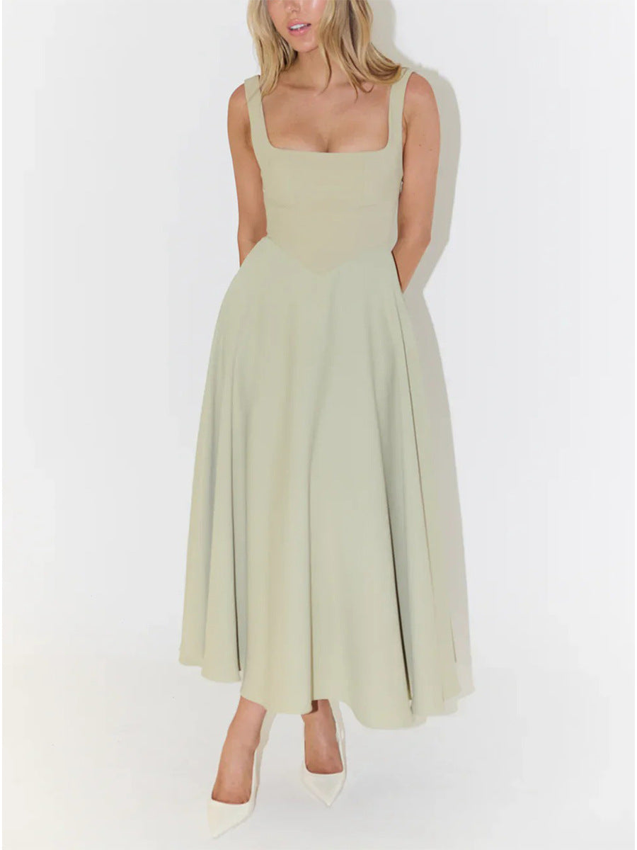 Dame Elegant A-linje kjole med firkantet udskæring og svingende skørt Stilla