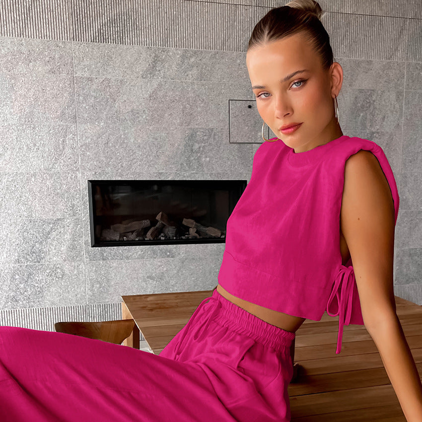 Dame afslappet crop-top med sidelukninger Stilla