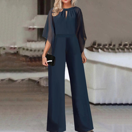 Damer elegant Jumpsuit med brede ben og gennemsigtige ærmer Stilla