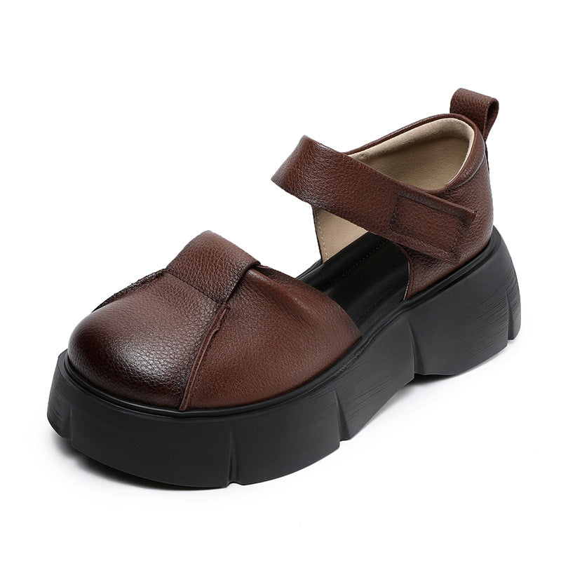 Dame Chunky Lukkede Tær Plattform Slip-On Sko med Justerbar Rem Stilla