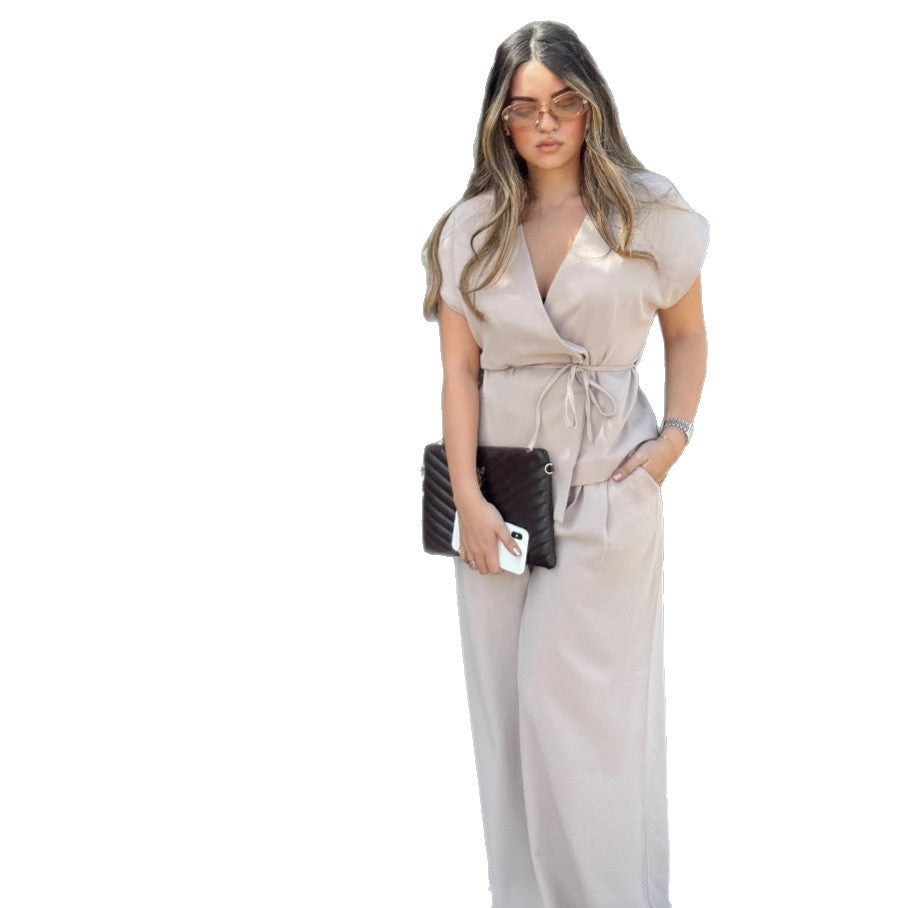 Dame Elegant og luftig Jumpsuit-sæt med taljebind Stilla