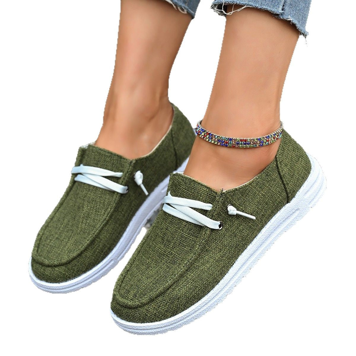 Dame afslappet fritidssko i minimalistisk design med elastiske snørebånd Stilla