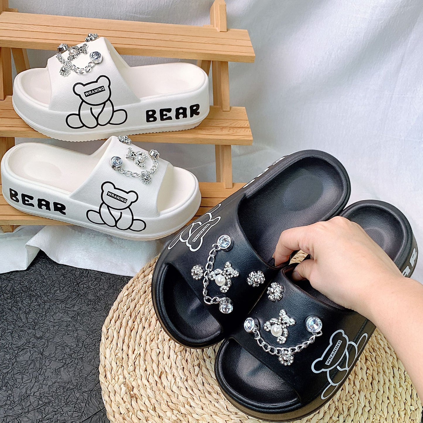 Dame Elegant dekorerede Slipper-sandaler med elegante applikationer Stilla